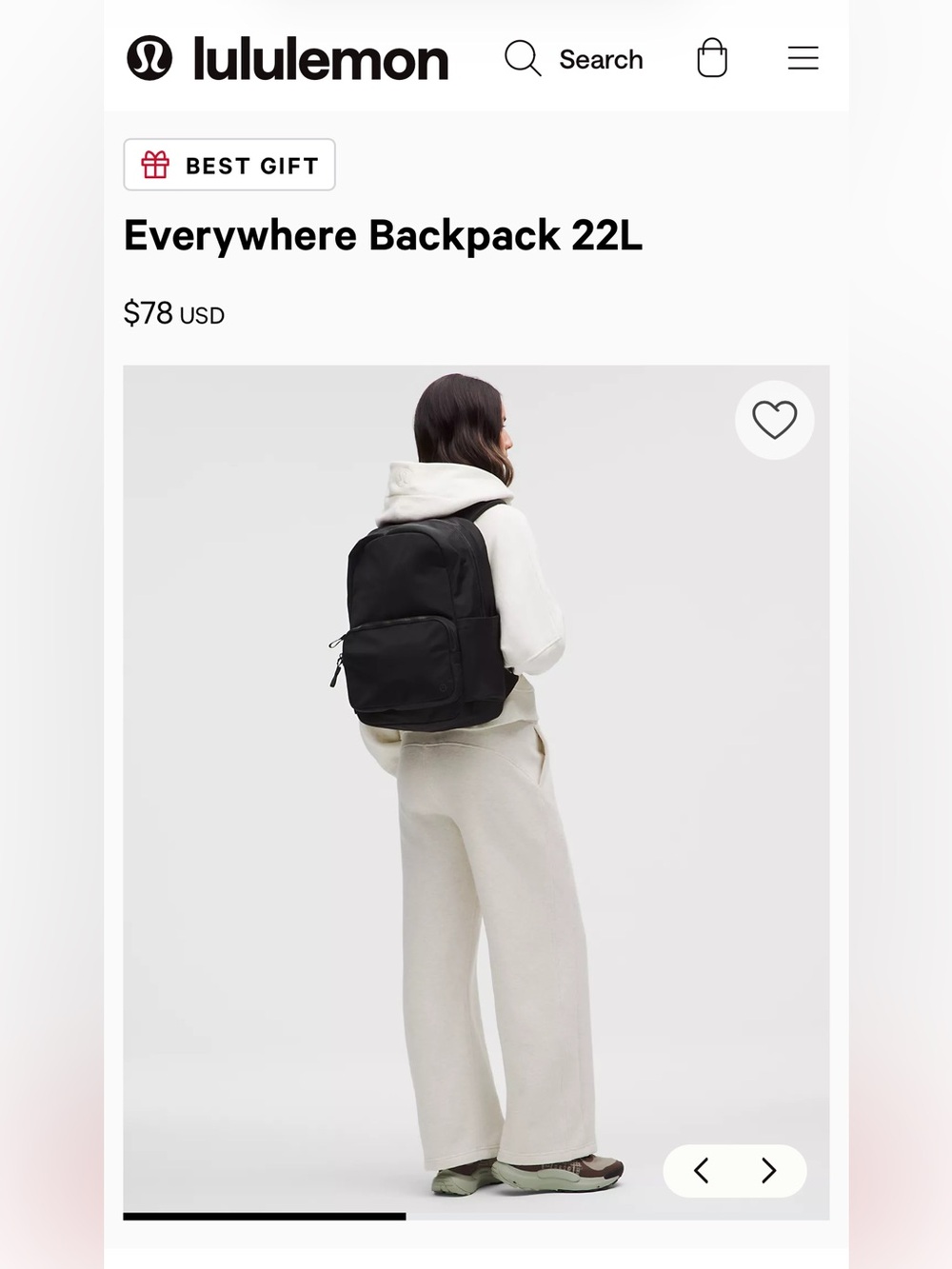 LULULEMON everywhere backpack retail $80 NWT black